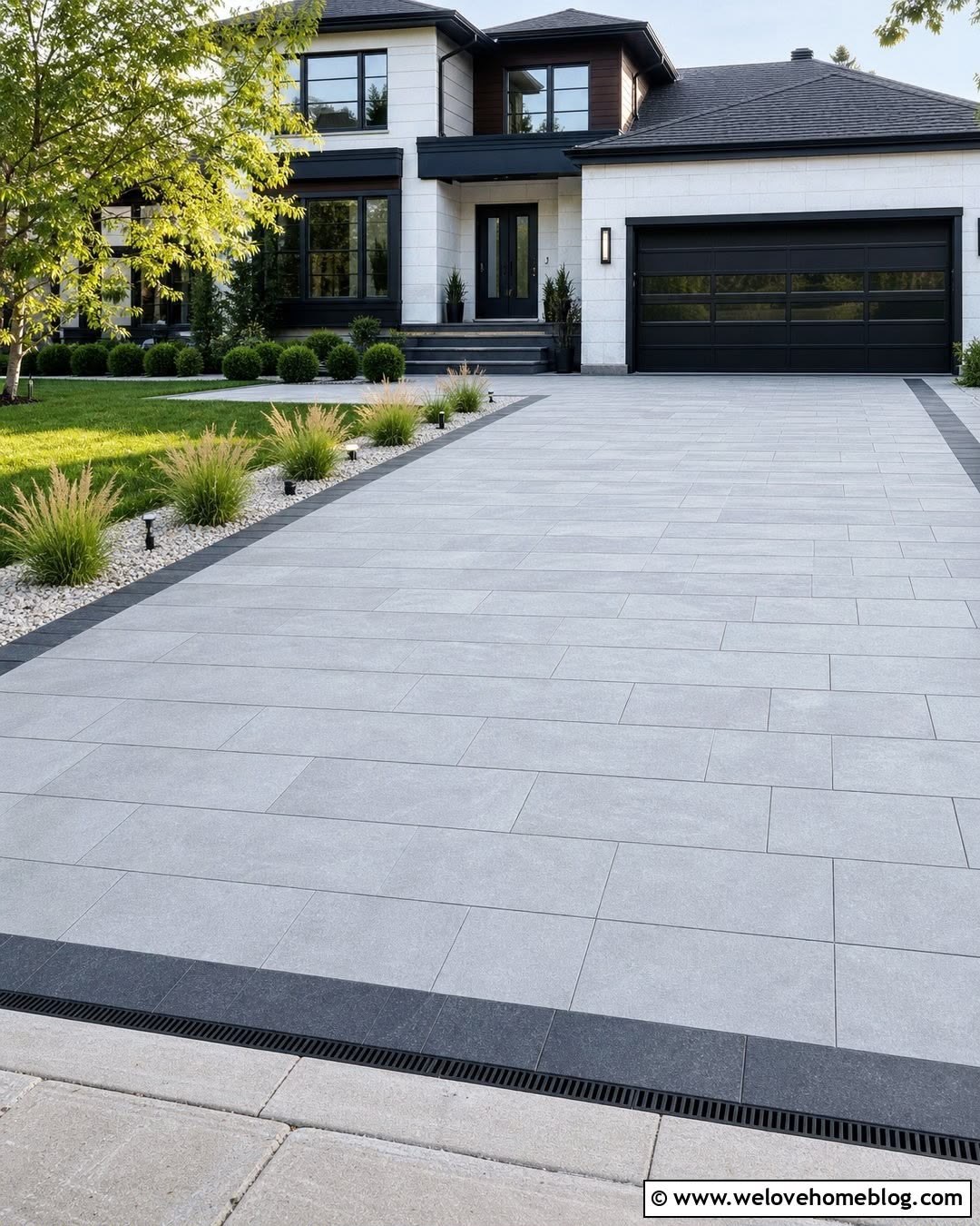 Large-format paver driveway